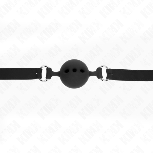 KINK - MORDAÃA COMPLETA DE SILICONE 55 x 2 CM COM BOLA DE 5 CM TAMANHO L PRETO AJUSTÃVEL 35-51 CM - Imagen 4