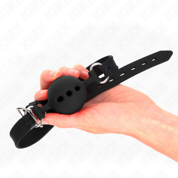 KINK - MORDAÃA COMPLETA DE SILICONE 55 x 2 CM COM BOLA DE 5 CM TAMANHO L PRETO AJUSTÃVEL 35-51 CM - Imagen 3