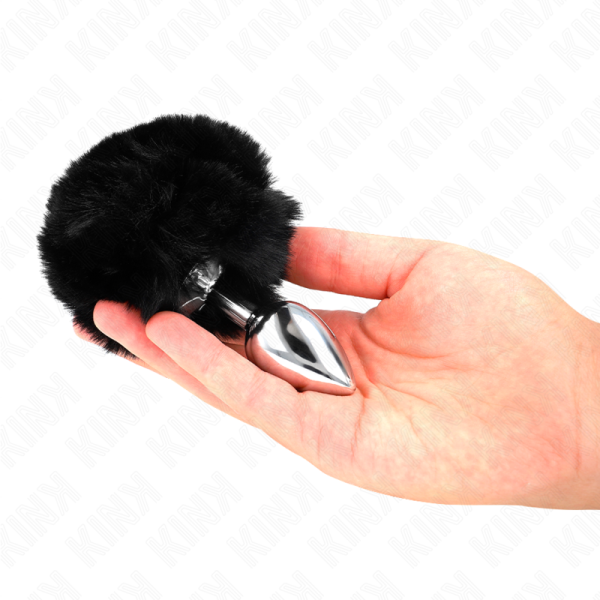 KINK - PLUG AÃO INOXIDÃVEL 7 x 3 CM COM CAUDA DE COELHO PRETA PELE FALSA 8 CM - Imagen 3