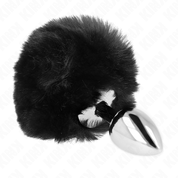 KINK - PLUG AÃO INOXIDÃVEL 7 x 3 CM COM CAUDA DE COELHO PRETA PELE FALSA 8 CM - Imagen 2