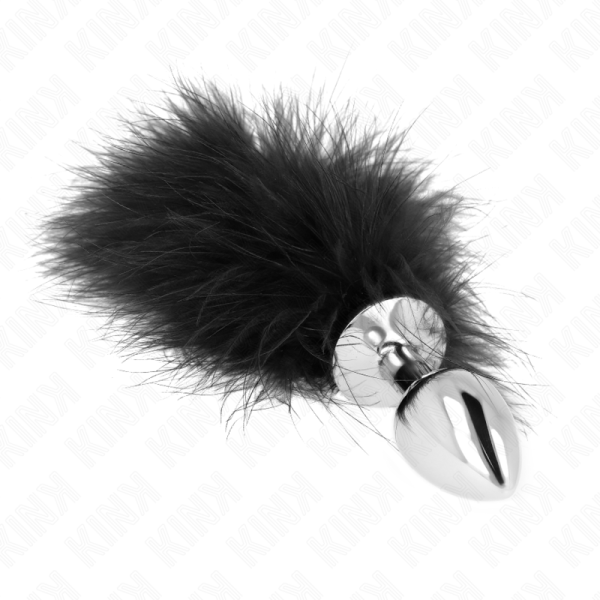 KINK - PLUG ANAL DE AÃO INOXIDÃVEL 11 x 7 CM COM PENA 11 CM - Imagen 2
