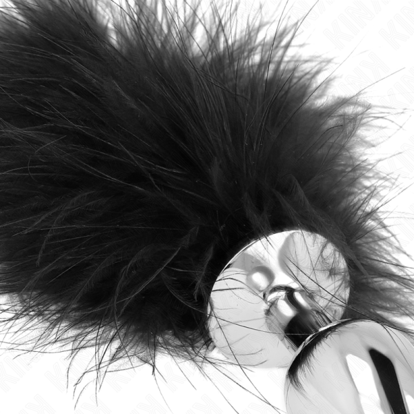 KINK - PLUG ANAL DE AÃO INOXIDÃVEL 11 x 7 CM COM PENA 11 CM - Imagen 4