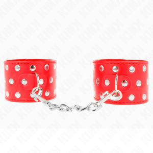 KINK - RETENÃÃES DE PULSO COM SNAP FASTEN COMPLETO DE REBITES VERMELHO AJUSTÃVEL 19-24 CM X 5,5 CM