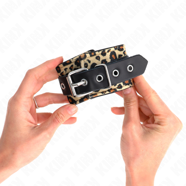 KINK - RETENÃÃO DE PULSO DE COURO REAL LEOPARDO AJUSTÃVEL 18-29 CM X 5,5 CM - Imagen 3