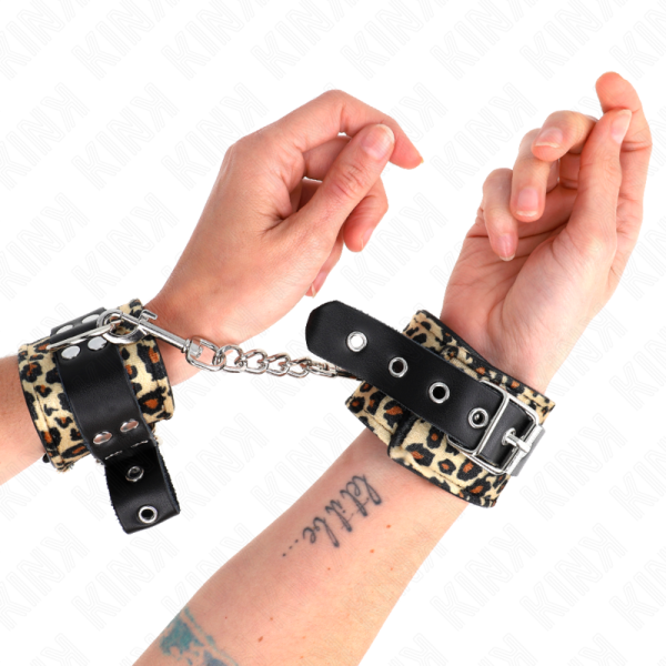KINK - RETENÃÃO DE PULSO DE COURO REAL LEOPARDO AJUSTÃVEL 18-29 CM X 5,5 CM - Imagen 4