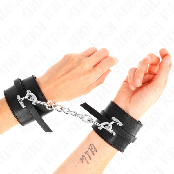 KINK - REMOÃÃES DE PULSO COM BLOQUEIO DELUXE PRETO AJUSTÃVEIS 14,5-21 CM X 6 CM - Imagen 4