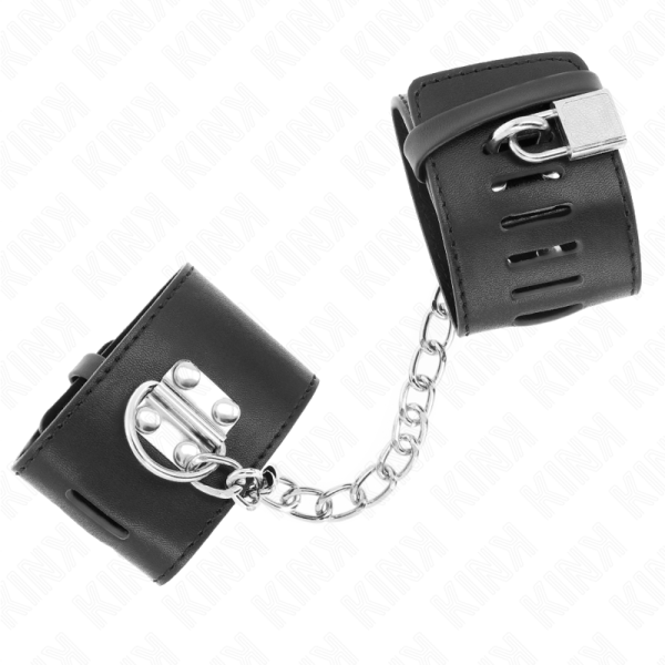 KINK - PUNHOS FIXOS COM CORRENTE 30 CM E FECHAMENTO DE CADEADO PRETO AJUSTÃVEIS 16-23 CM X 5,5 CM - Imagen 2