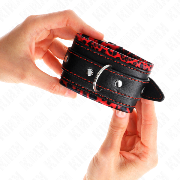 KINK - PULSO FORRO DE PELE VERMELHO / PRETO AJUSTÃVEL 17-29 CM X 6 CM - Imagen 3