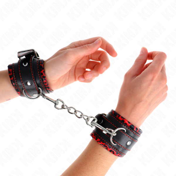 KINK - PULSO FORRO DE PELE VERMELHO / PRETO AJUSTÃVEL 17-29 CM X 6 CM - Imagen 4