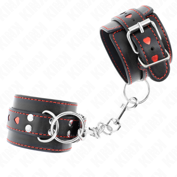 KINK - PULSO PRETO COM INSERÃÃO DE CORAÃÃO VERMELHO AJUSTÃVEL 21-28 CM X 5,5 CM - Imagen 2
