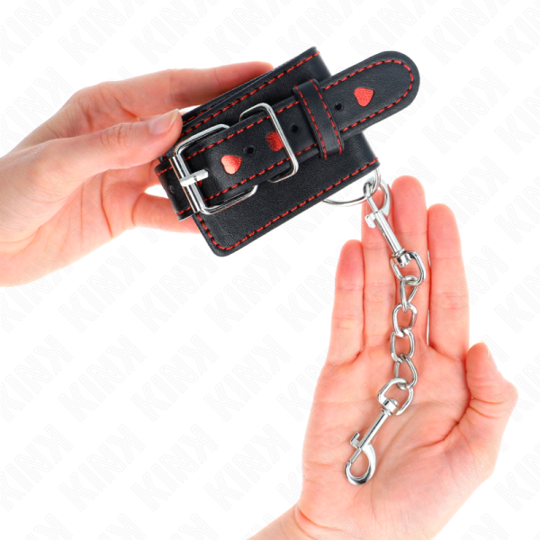 KINK - PULSO PRETO COM INSERÃÃO DE CORAÃÃO VERMELHO AJUSTÃVEL 21-28 CM X 5,5 CM - Imagen 3