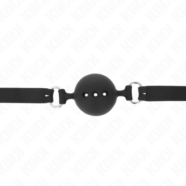 KINK - MORDAÃA COMPLETA DE SILICONE 55 x 2 CM COM BOLA DE 4,5 CM TAMANHO M PRETO AJUSTÃVEL 35-51 CM - Imagen 4