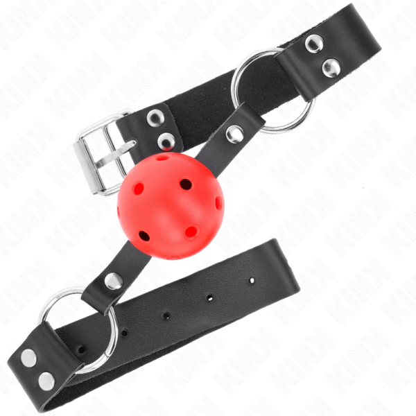 KINK - BOLA RESPIRÃVEL 4 CM MORDAÃA COM REBITE DUPLO VERMELHO 62,5 x 2,5 CM AJUSTÃVEL 42-58 CM - Imagen 2