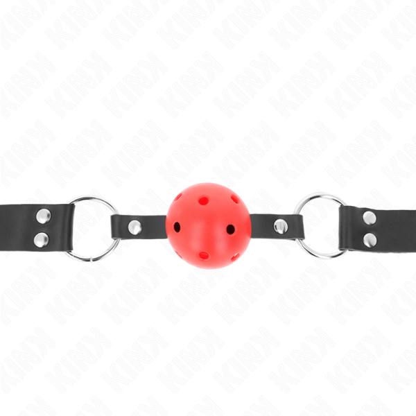 KINK - BOLA RESPIRÃVEL 4 CM MORDAÃA COM REBITE DUPLO VERMELHO 62,5 x 2,5 CM AJUSTÃVEL 42-58 CM - Imagen 3