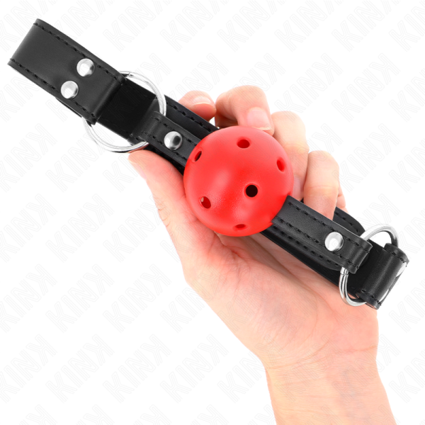 KINK - BOLA RESPIRÃVEL MORDAÃA DE 4 CM COM REBITE DUPLO COURO 62,5 x 2,5 CM AJUSTÃVEL 42-58 CM - Imagen 4