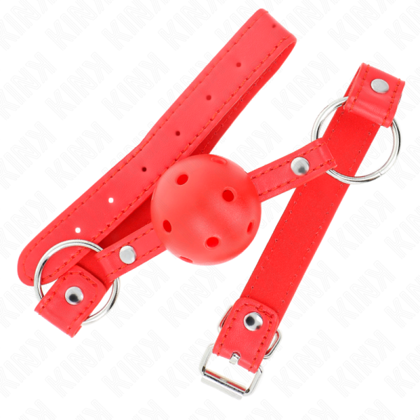KINK - BOLA RESPIRÃVEL 4 CM MORDAÃA COM REBITE DUPLO MODELO 1 VERMELHO 62,5 x 2,5 CM AJUSTÃVEL 42-58 CM - Imagen 2