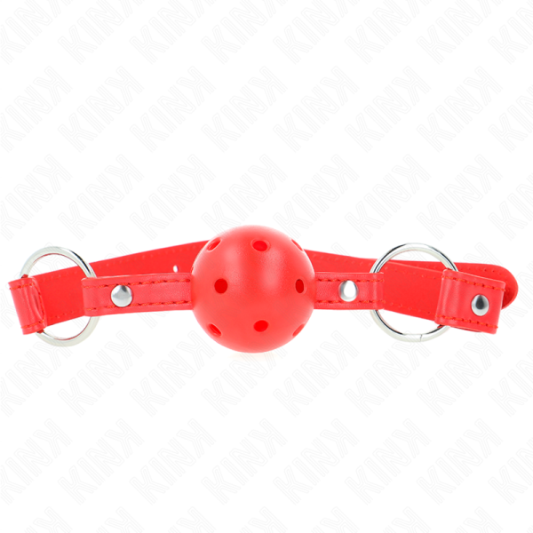 KINK - BOLA RESPIRÃVEL 4 CM MORDAÃA COM REBITE DUPLO MODELO 1 VERMELHO 62,5 x 2,5 CM AJUSTÃVEL 42-58 CM - Imagen 3
