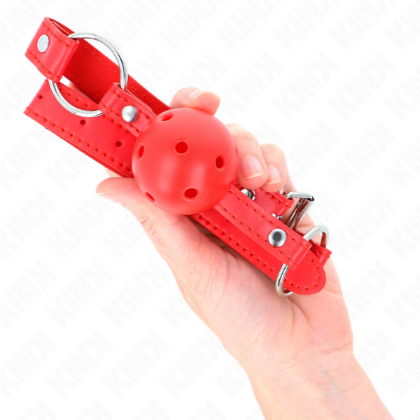 KINK - BOLA RESPIRÃVEL 4 CM MORDAÃA COM REBITE DUPLO MODELO 1 VERMELHO 62,5 x 2,5 CM AJUSTÃVEL 42-58 CM - Imagen 4