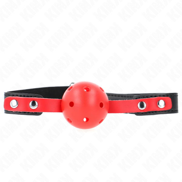 KINK - BOLA DURA OCA VERMELHA 4 CM GAG ALÃA PRETA 60 x 2 CM AJUSTÃVEL 37-52 CM - Imagen 2