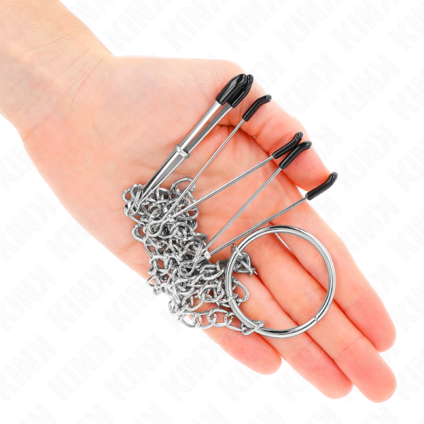 KINK - PINÃAS TRIPLAS PARA BICOS E CLITÃRIS COM CORRENTE MODELO 1 - Imagen 3