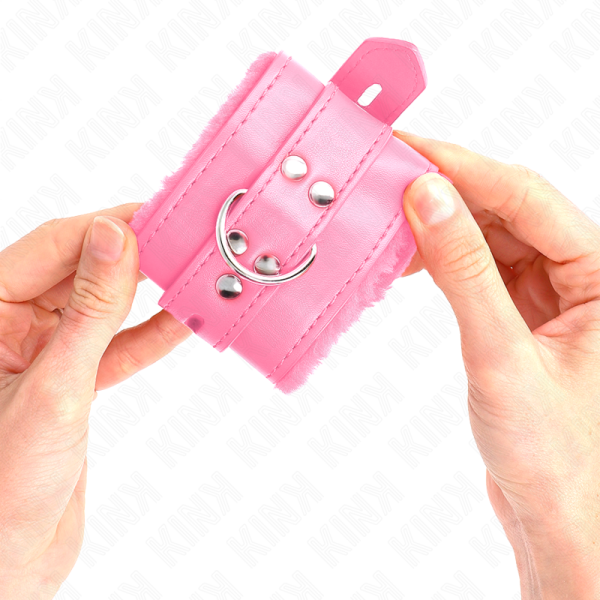 KINK - PULSO FORRO DE PELE COM FUROS QUADRADOS ROSA E CINTO ROSA AJUSTÃVEL 17-29 CM X 6 CM - Imagen 4