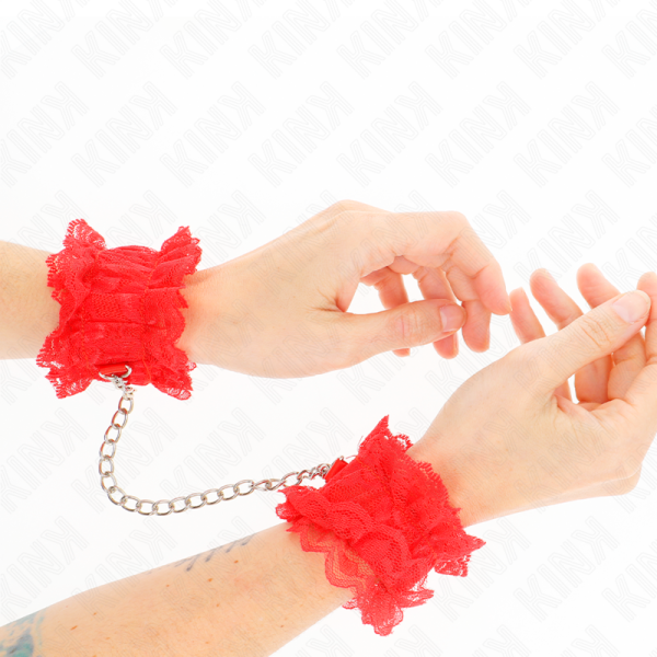 KINK - PUNHOS ELÃSTICOS DE RENDA VERMELHO - Imagen 3