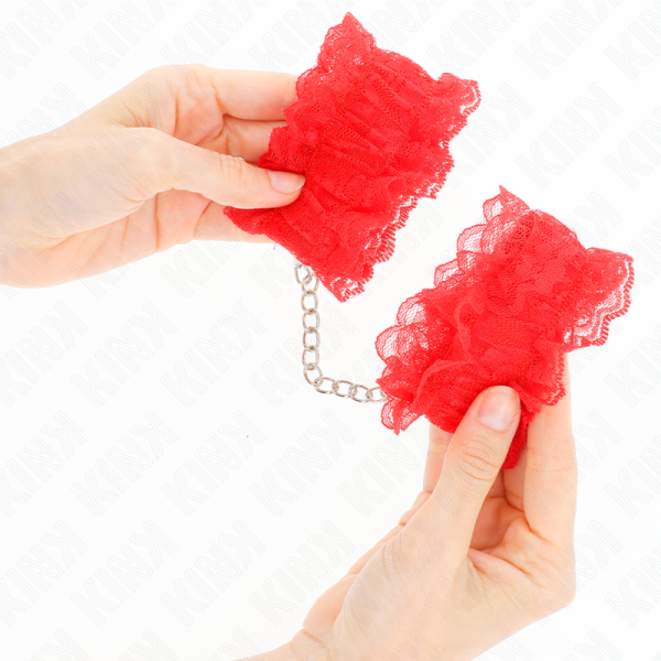 KINK - PUNHOS ELÃSTICOS DE RENDA VERMELHO - Imagen 4