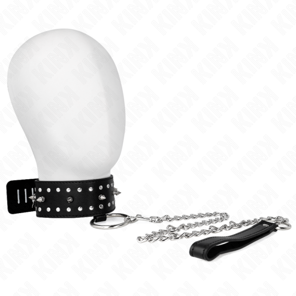 KINK - COLAR COM TRELA 65 CM COM PREGOS PRATA MODELO 1 AJUSTÃVEL 36-43 CM X 5 CM - Imagen 5