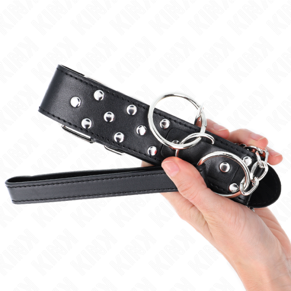 KINK - COLAR DE ALÃA DE REBITE DE ANEL COM CINTO 65 CM PRETO AJUSTÃVEL 36-50 CM X 3,8 CM - Imagen 5