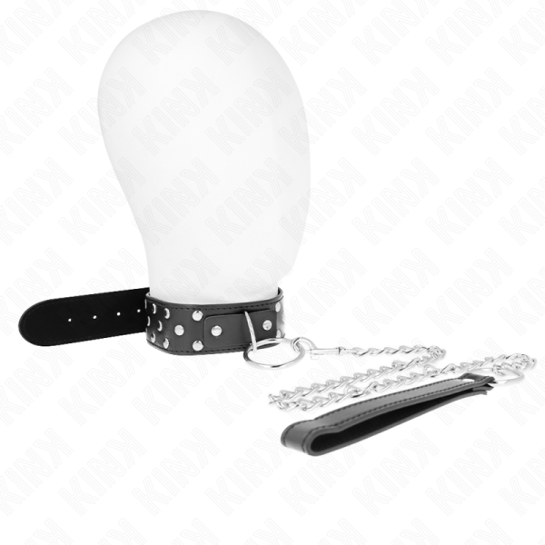 KINK - COLAR DE ALÃA DE REBITE DE ANEL COM CINTO 65 CM PRETO AJUSTÃVEL 36-50 CM X 3,8 CM - Imagen 3