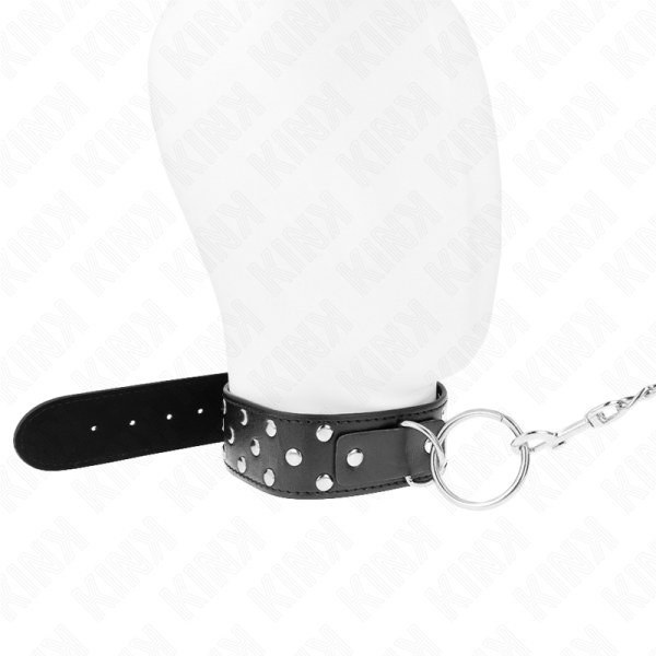 KINK - COLAR DE ALÃA DE REBITE DE ANEL COM CINTO 65 CM PRETO AJUSTÃVEL 36-50 CM X 3,8 CM - Imagen 2