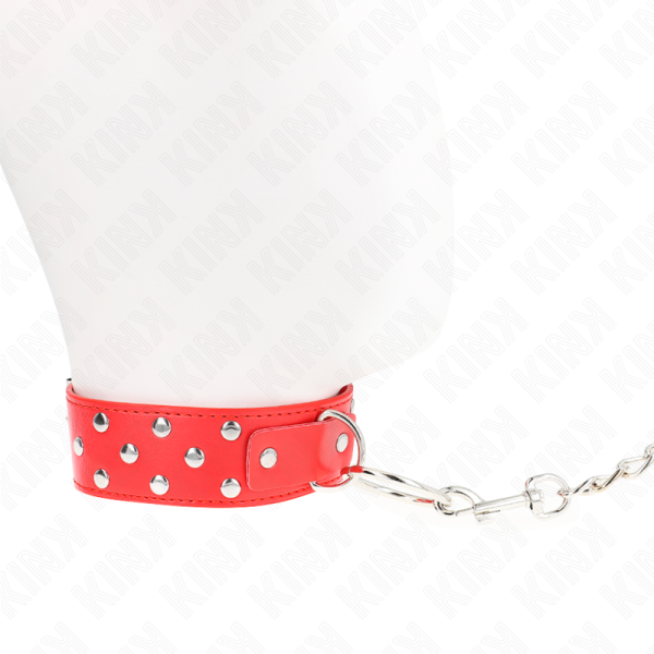 KINK - COLAR DE ALÃA DE REBITE DE ANEL COM CINTO 65 CM VERMELHO AJUSTÃVEL 36-50 CM X 3,8 CM - Imagen 3
