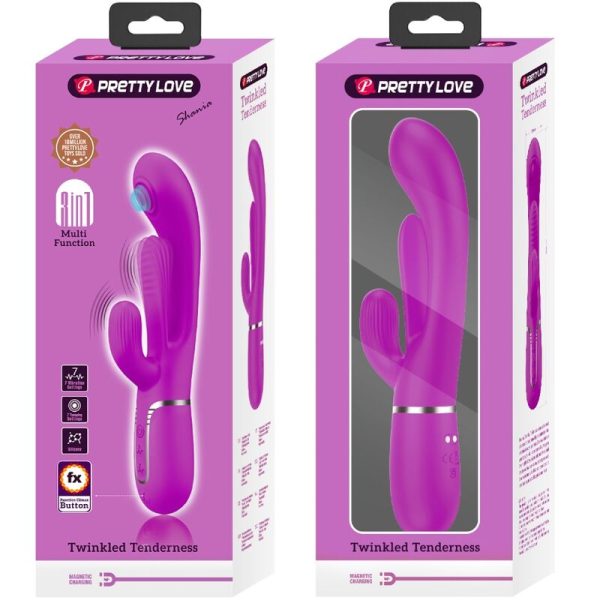 PRETTY LOVE - SHANIA TRIPLE RABBIT VIBRADOR MULTIFUNCIONAL ROSA - Imagen 8
