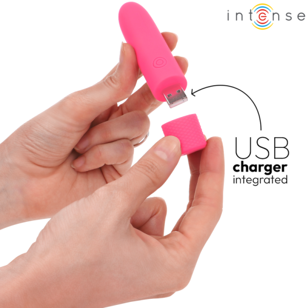INTENSE - SYMONE  USB RECARREGÃVEL VIBRATÃRIA BULLET 8 VIBRAÃÃES ROSA 10 X 2,2 CM - Imagen 5