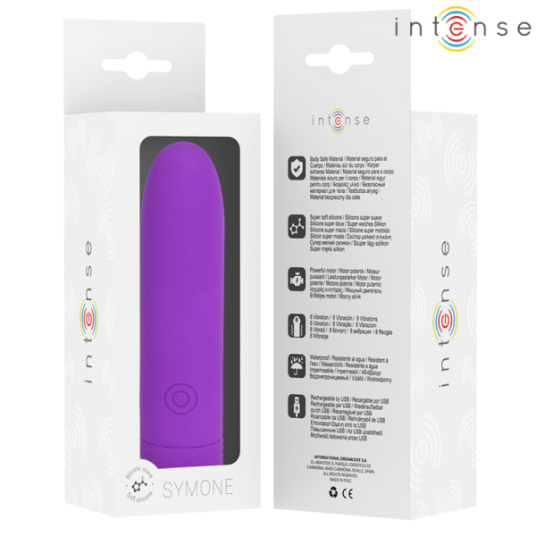 INTENSE - SYMONE  USB RECARREGÃVEL VIBRATÃRIA BULLET 8 VIBRAÃÃES ROXO 10 X 2,2 CM - Imagen 7