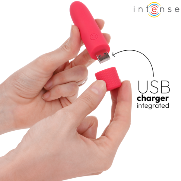 INTENSE - SYMONE USB RECARREGÃVEL VIBRATÃRIA BULLET 8 VIBRAÃÃES VERMELHO 10 X 2,2 CM - Imagen 5