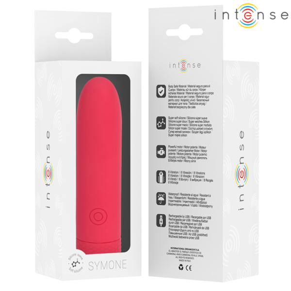 INTENSE - SYMONE USB RECARREGÃVEL VIBRATÃRIA BULLET 8 VIBRAÃÃES VERMELHO 10 X 2,2 CM - Imagen 7