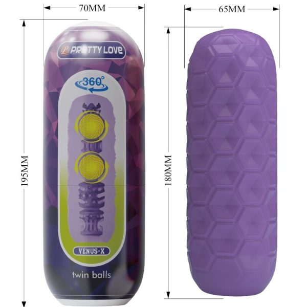 PRETTY LOVE - MASTURBADOR MASCULINO TWIN BALLS ROXO - Imagen 7