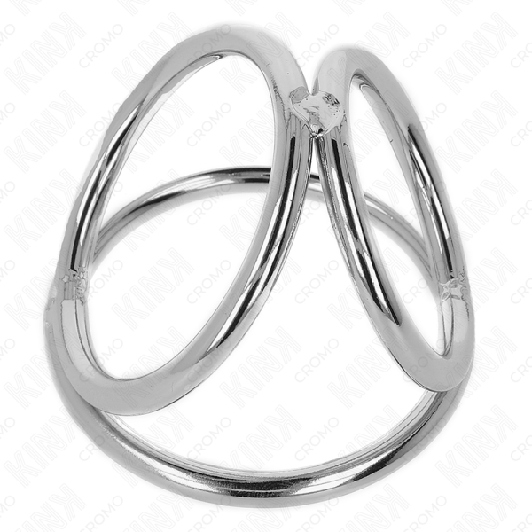 KINK - ANEL DE PÃNIS TRIPLO DE METAL CROMADO DE 3,2 CM A 4,5 CM - Imagen 5