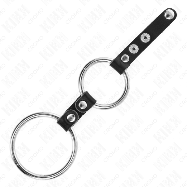 KINK - ANEL DUPLO PARA PÃNIS DE 3,8 CM A 5 CM CONECTADO POR COURO - Imagen 3