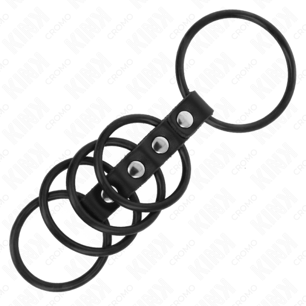 KINK - 5 ANÃIS DE SILICONE 3,8 CM A 4,8 CM CONECTADOS POR COURO - Imagen 3