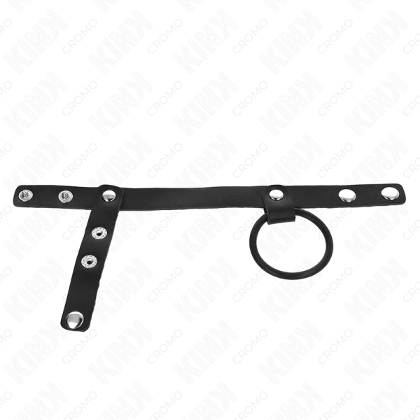 KINK - ANEL DE PÃNIS DE SILICONE 3,8 CM COM DIVISOR DE BOLAS E TIRA DE COURO 22 X 1,5 CM - Imagen 3