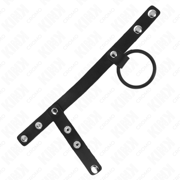 KINK - ANEL DE PÃNIS DE SILICONE 3,8 CM COM DIVISOR DE BOLAS E TIRA DE COURO 22 X 1,5 CM - Imagen 4