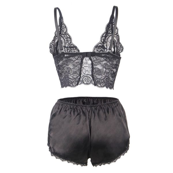 SUBBLIME - 953911 CAMISOLA DE SEDA E RENDA + CALCINHA PRETA S/M - Imagen 6