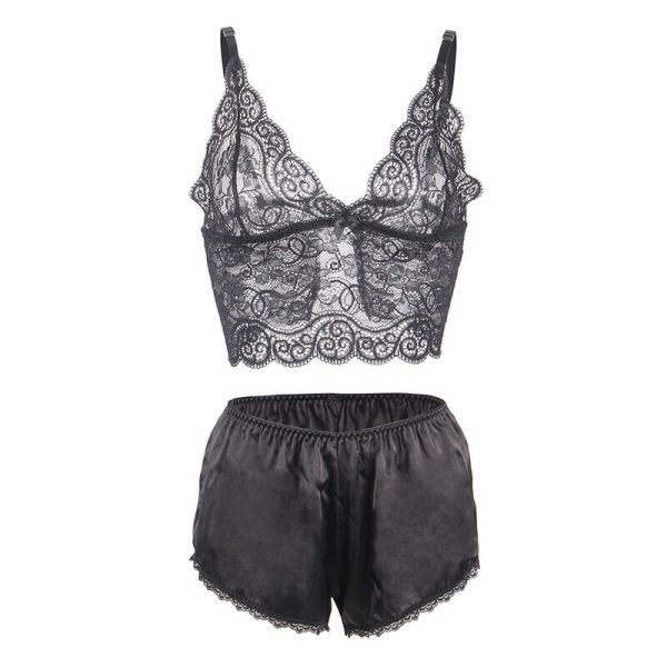 SUBBLIME - 953911 CAMISOLA DE SEDA E RENDA + CALCINHA PRETA S/M - Imagen 5