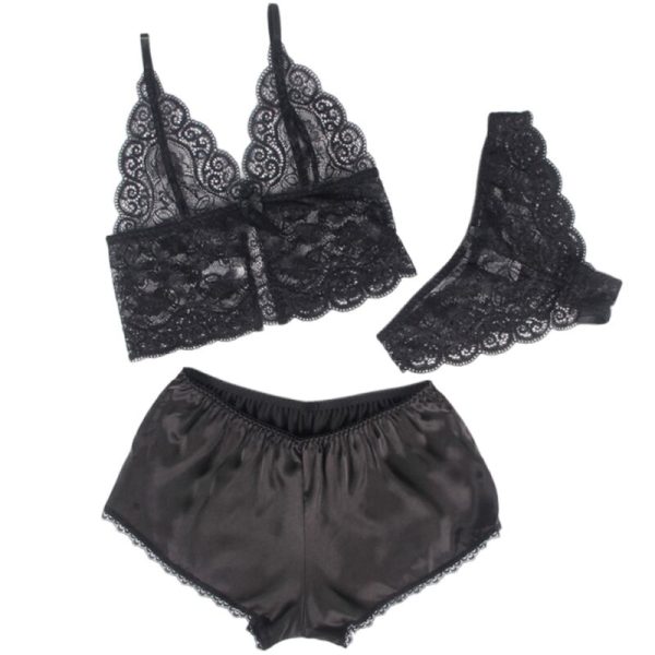 SUBBLIME - 953911 CAMISOLA DE SEDA E RENDA + CALCINHA PRETA S/M - Imagen 3