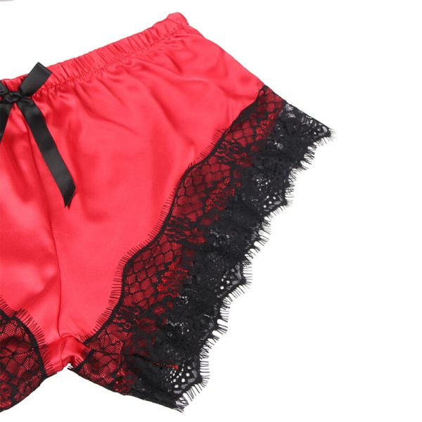 SUBBLIME - 953959 CAMISOLA DE SEDA CASUAL + CALÃA DE RENDA PRETA/VERMELHA S/M - Imagen 7