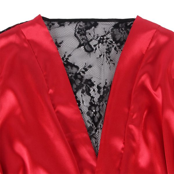 SUBBLIME - 954024 CAMISOLA DE RENDA TRANSPARENTE NAS COSTAS + TANGA VERMELHO/PRETO L/XL - Imagen 5