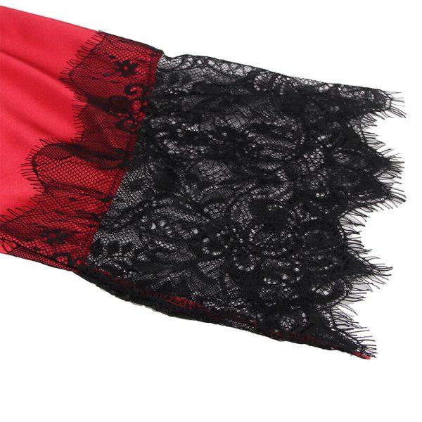 SUBBLIME - 954024 CAMISOLA DE RENDA TRANSPARENTE NAS COSTAS + TANGA VERMELHO/PRETO L/XL - Imagen 8