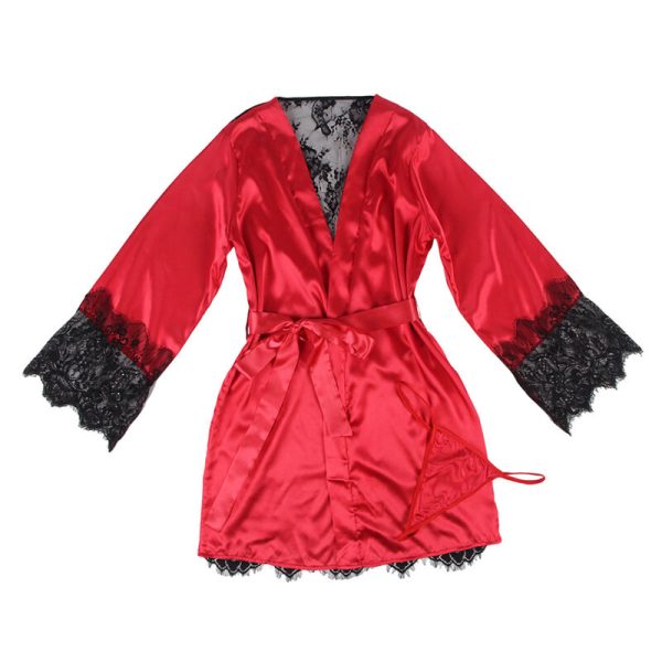 SUBBLIME - 954024 CAMISOLA DE RENDA TRANSPARENTE NAS COSTAS + TANGA VERMELHO/PRETO L/XL - Imagen 4